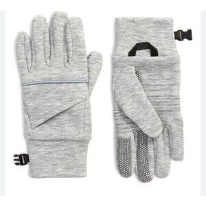 Zella 360 Reflective Grip Palm Running Tech Gloves In Light Gray Sz M/L New